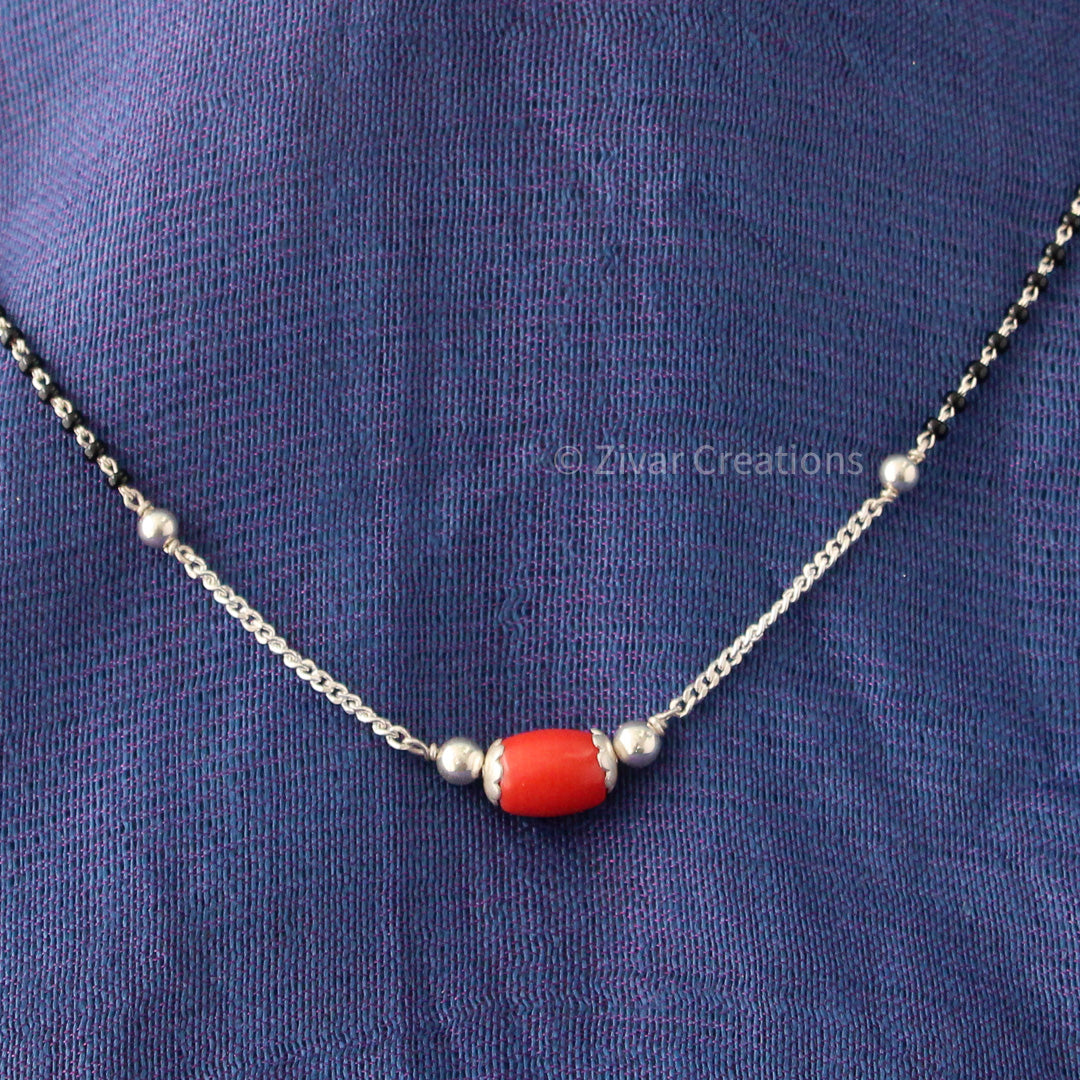 Fancy Coral Silver Mangalsutra