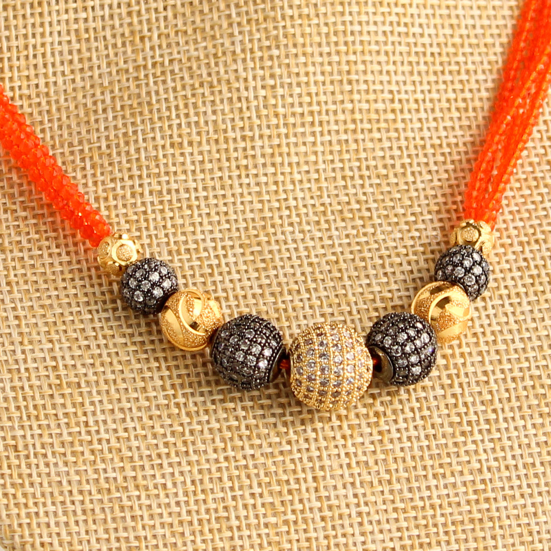 Buy online Orange & Gold Plated Beaded Layered Necklace from fashion  jewellery for Women by Silvermerc Designs for ₹1539 at 72% off | 2024  Limeroad.com
