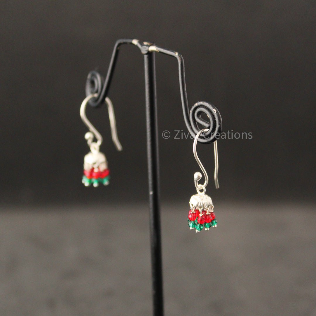 Multicolour Beads Silver Hanging Earring (Jhumka)