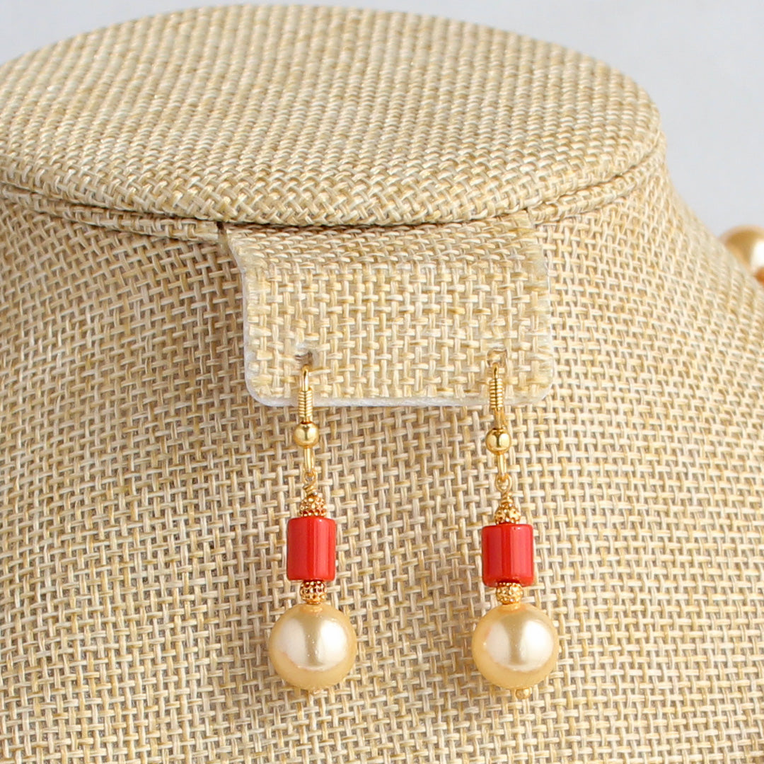 Buy 14k Gold Pink Coral Beads Rice Pearls Stud Dangle Earrings Online in  India - Etsy