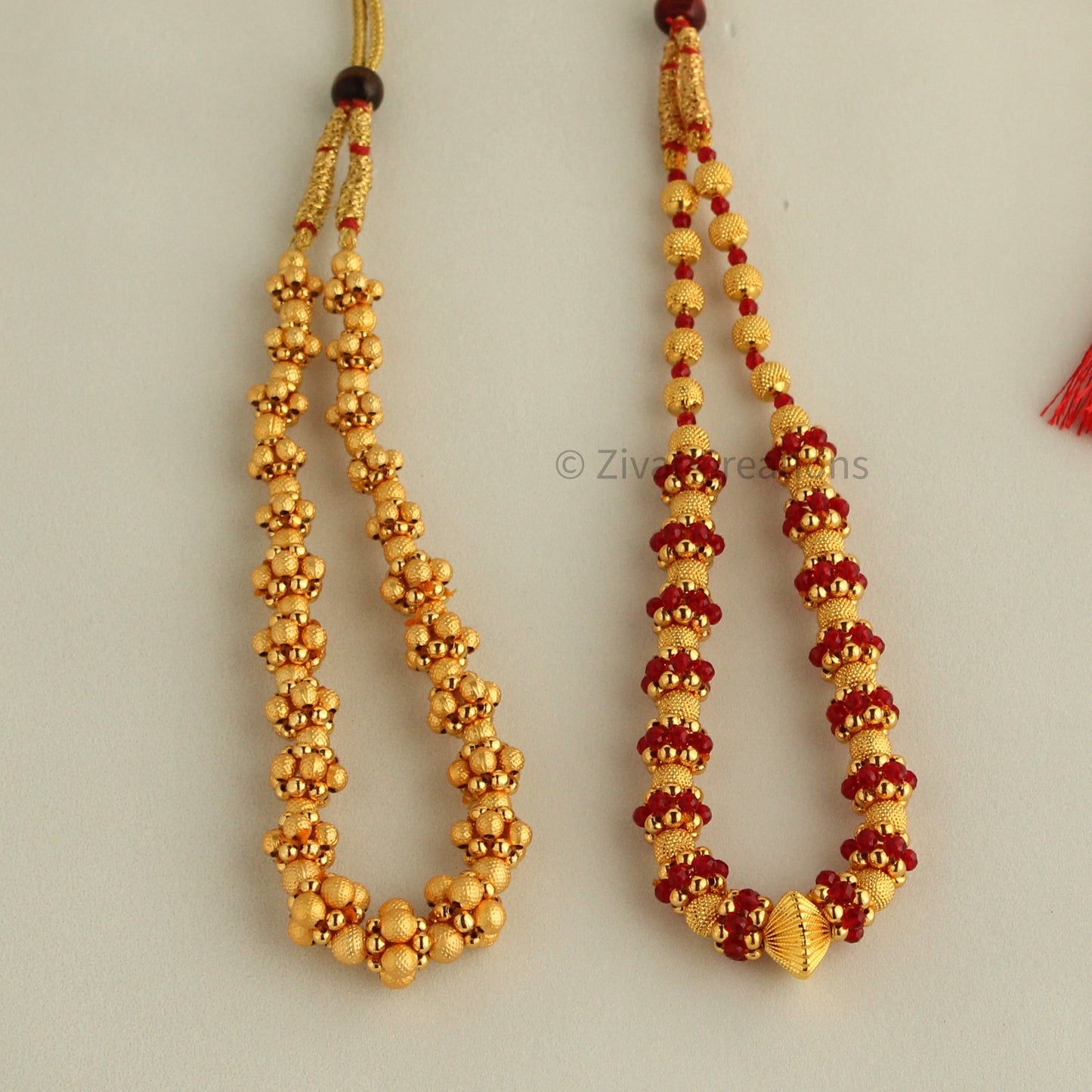 Fancy Red Gold Beads Necklace