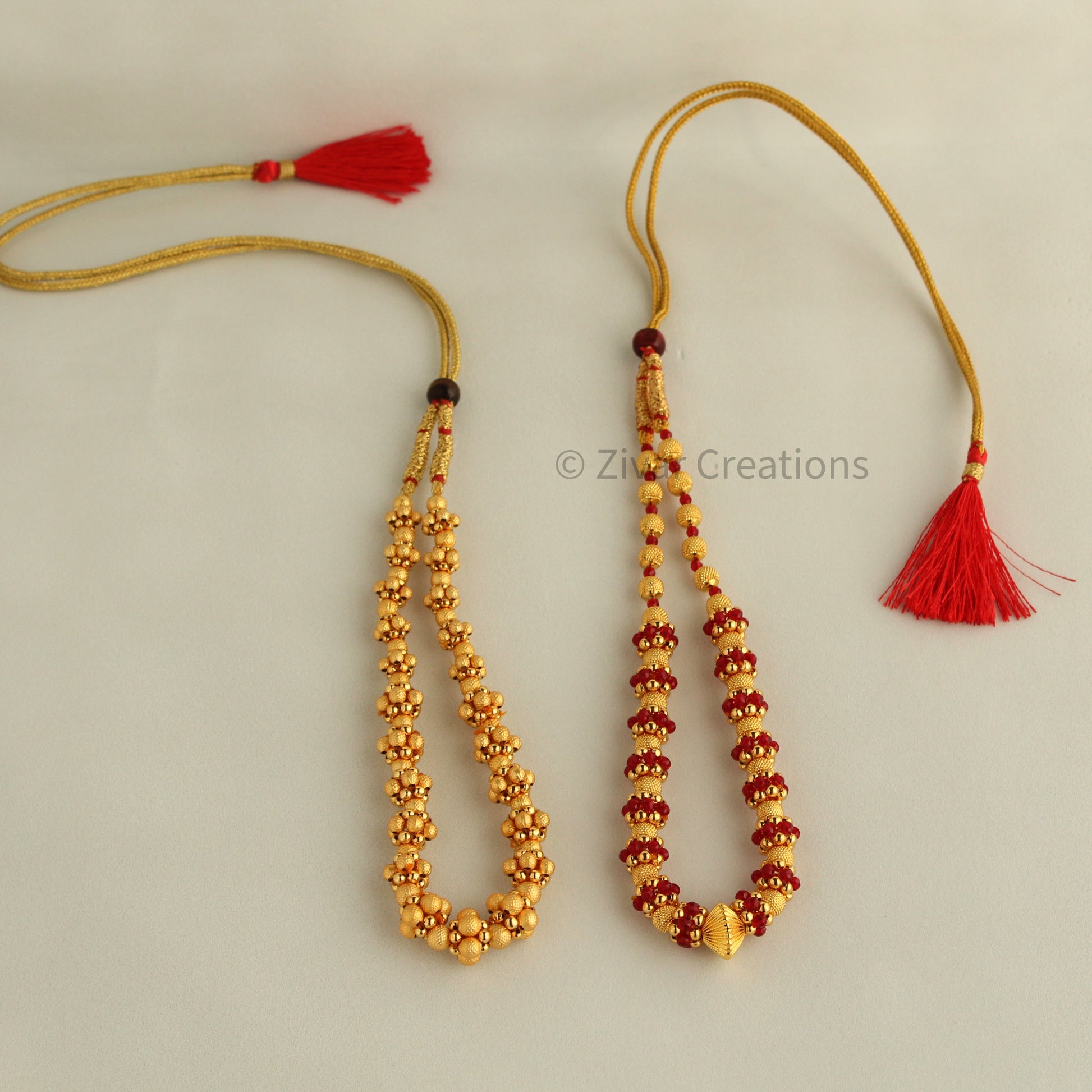 Fancy Red Gold Beads Necklace