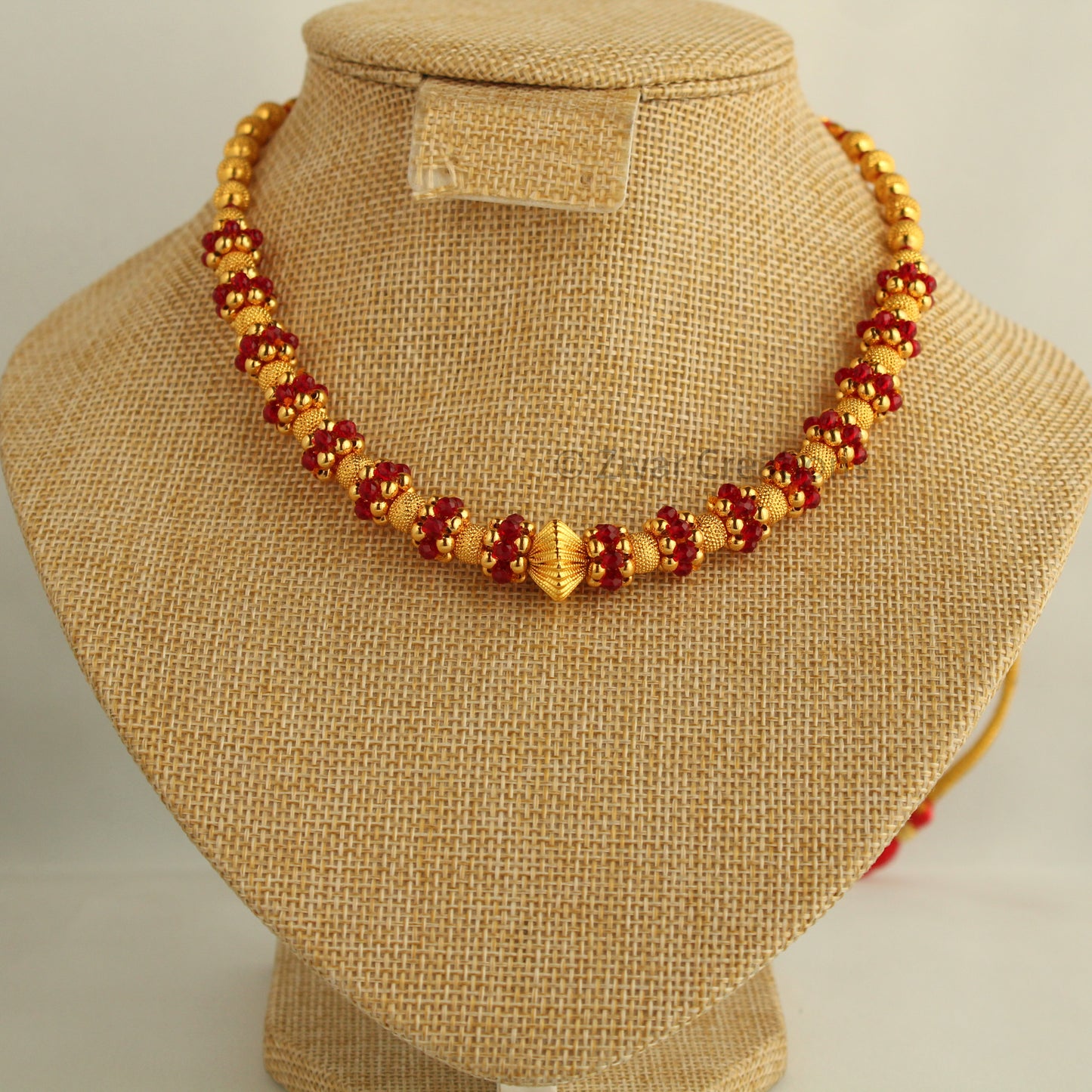 Fancy Red Gold Beads Necklace