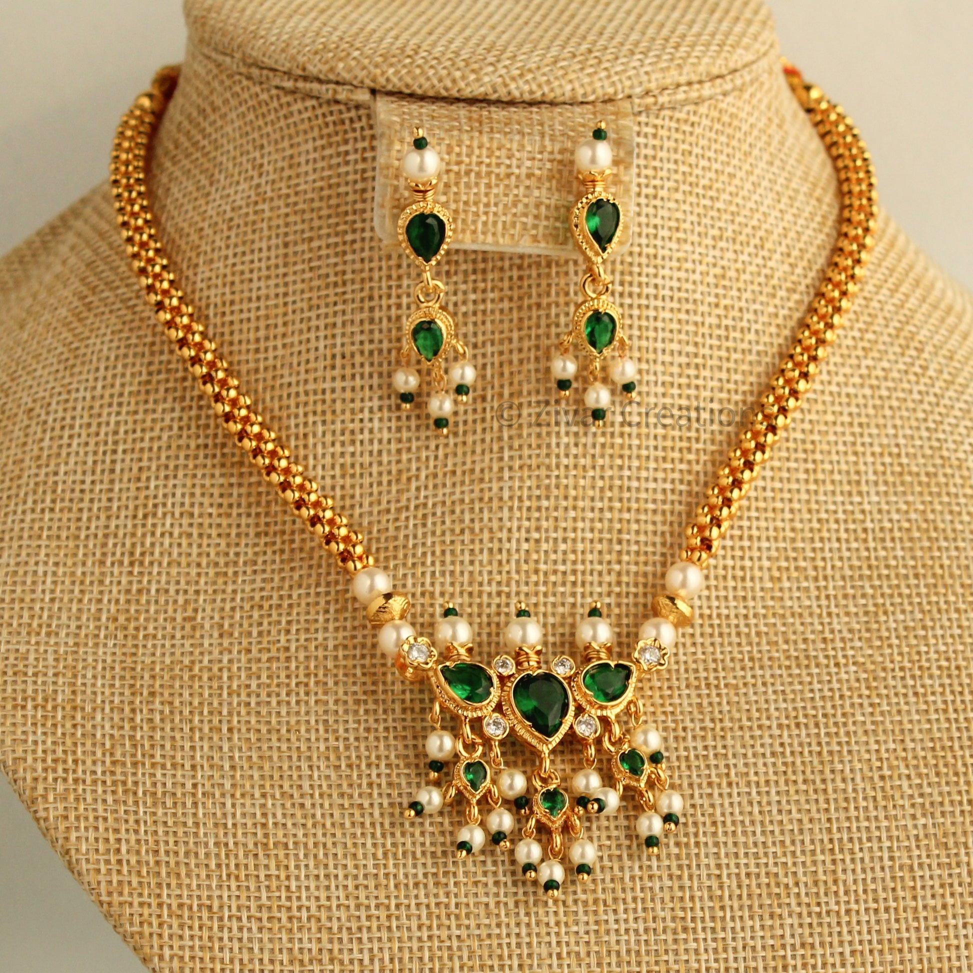 Green Gold Beads Thushi Tanamani