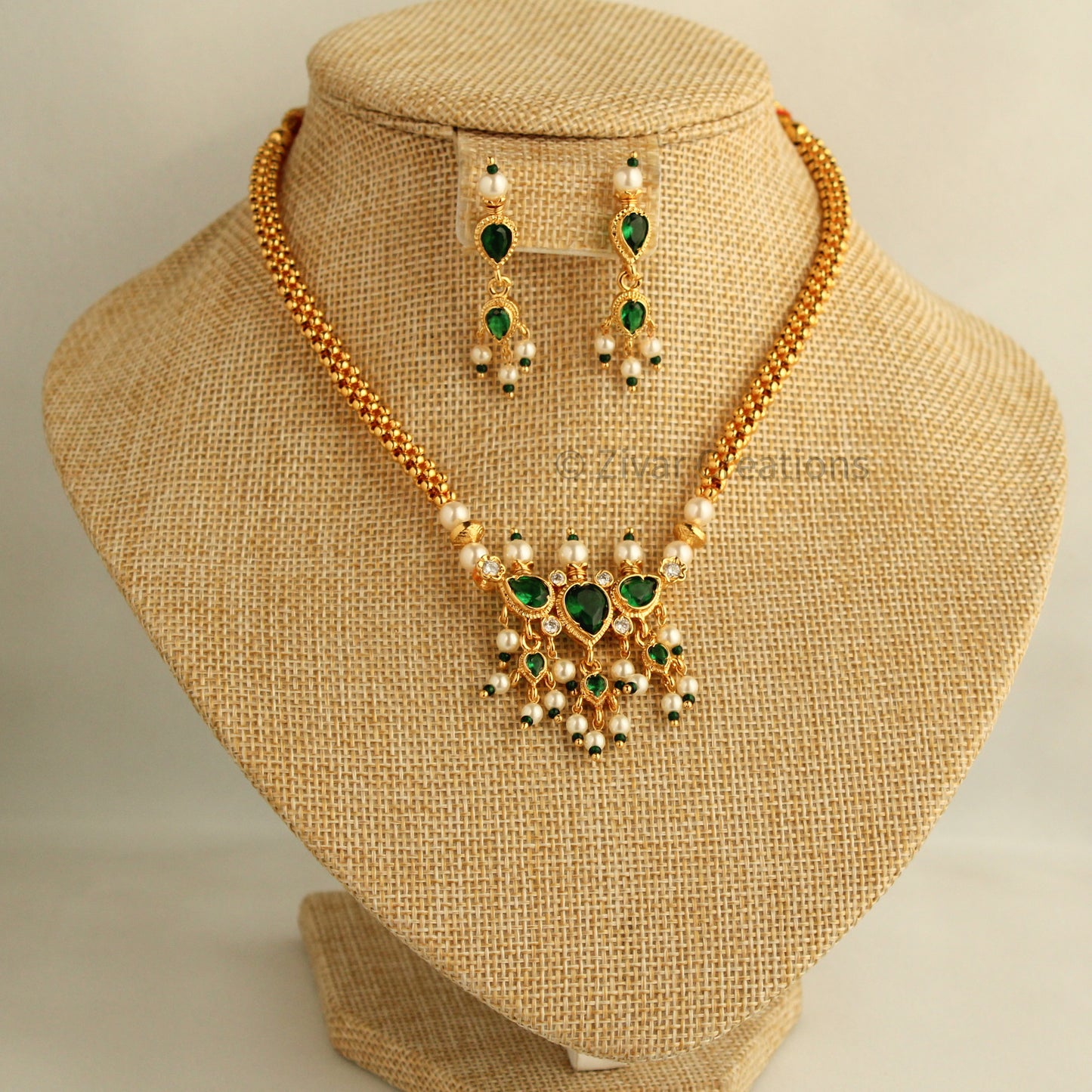 Green Gold Beads Thushi Tanamani