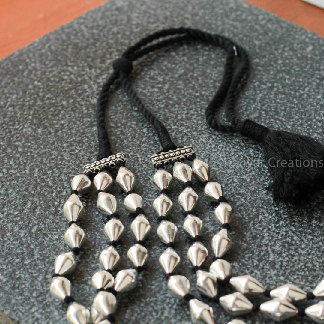 Silver dholki deals beads necklace