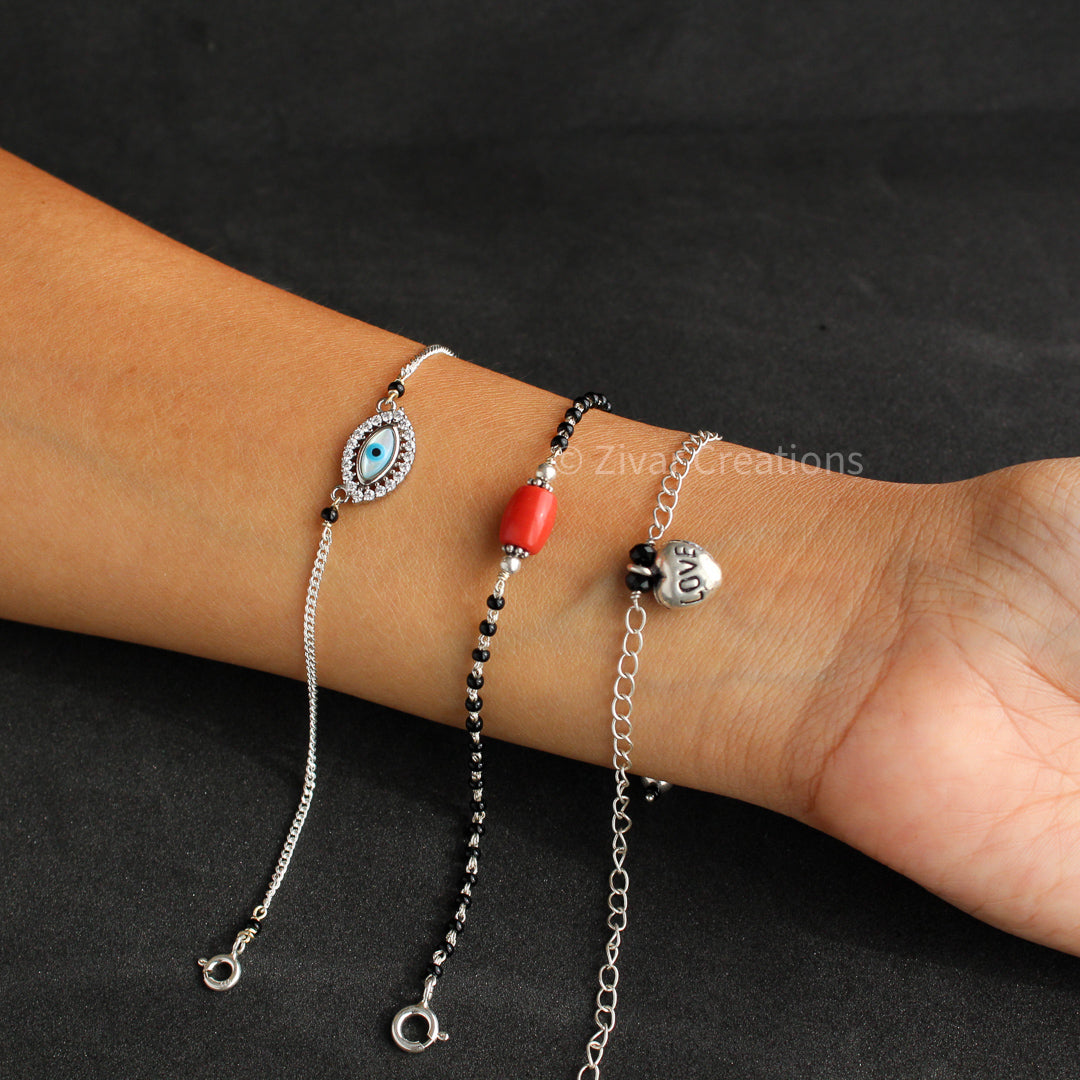 Manufacturer of 92.5 silver evil eye bracelet for women | Jewelxy - 233594