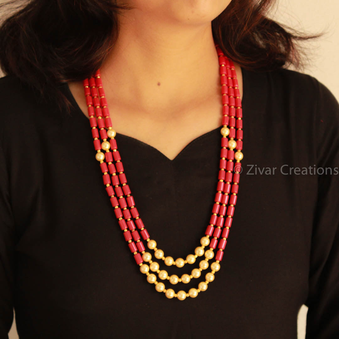 Manisha Jewellery Gold Plated Austrian Stone & Pearl Long Necklace Set