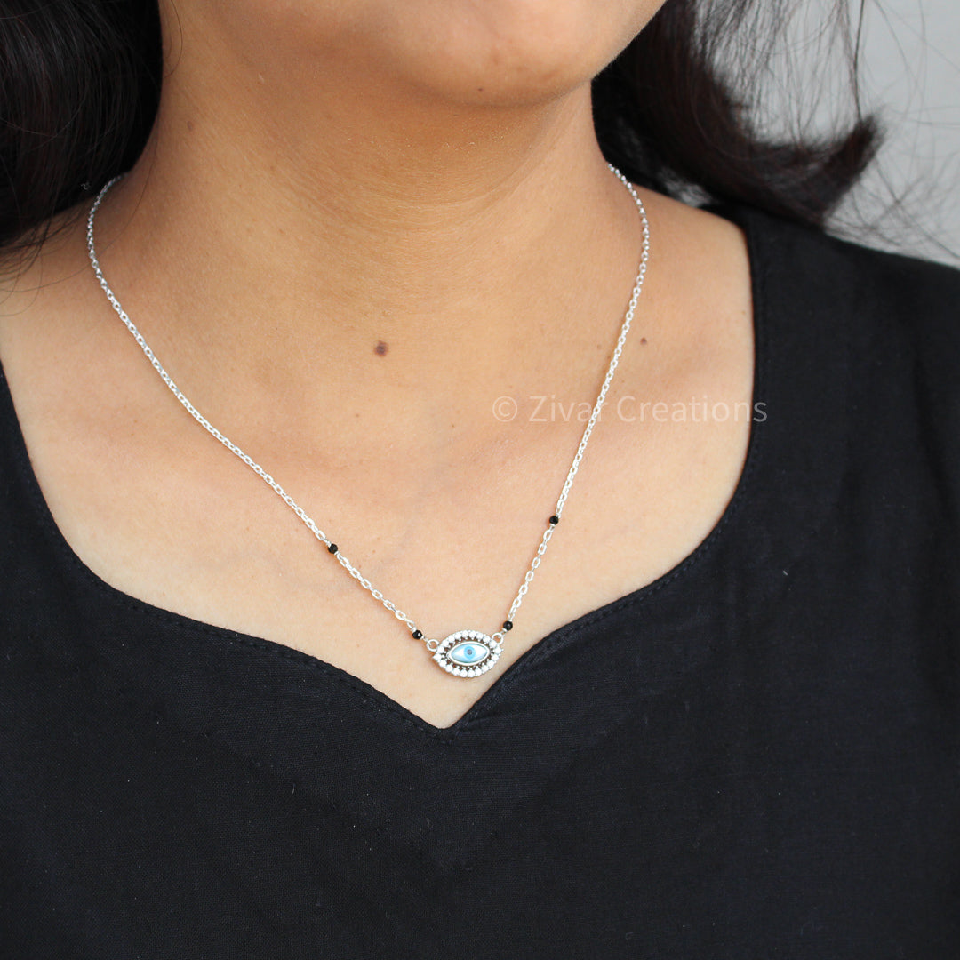 Sapphire Iris Evil Eye Necklace - Silver – Cenora Jewellery