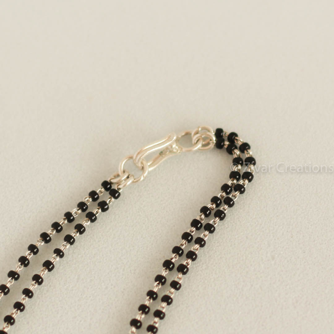 Pure Silver Long Mangalsutra chain with changeable lock Zivar Creations